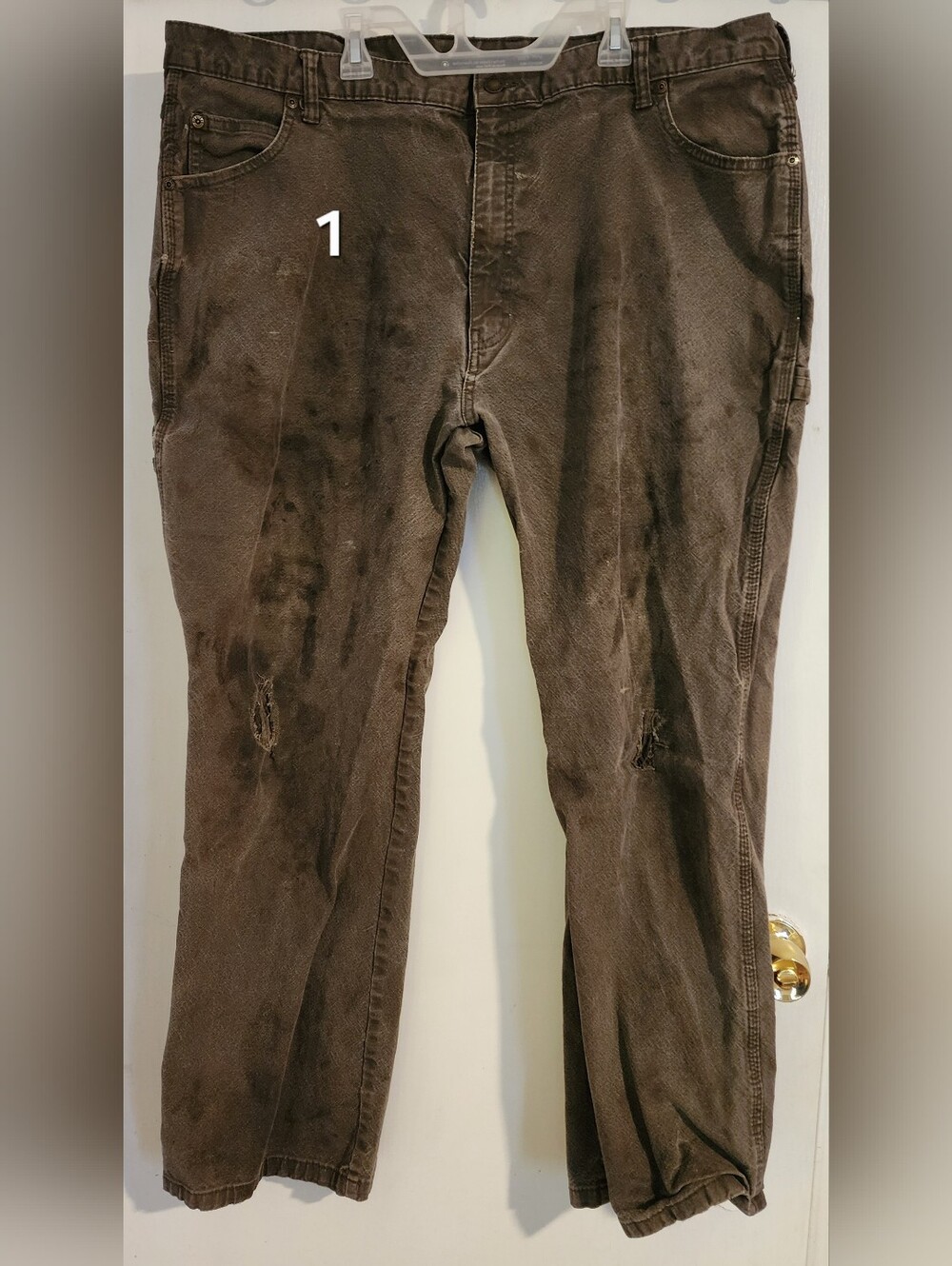 42x32 Vintage Dickies Duck Carpenter Pants Brown Workwear Relaxed Fit